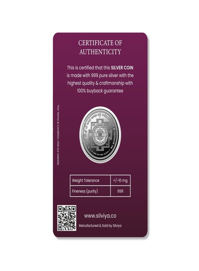 Silviya 999 Pure Silver Goddess Lakshmi Coin | 2 Gm | Round | Dhanteras & Diwali Puja | Gift | Prosperity - Image 3